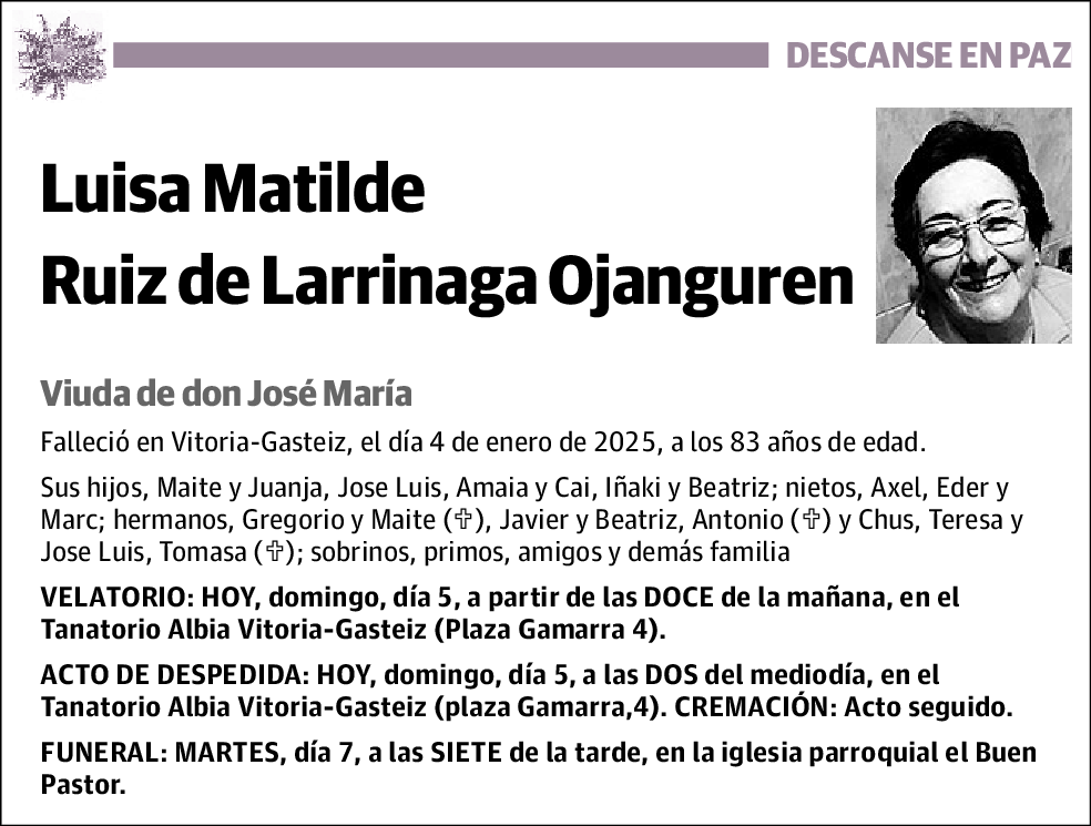 Luisa Matilde Ruiz de Larrinaga Ojanguren