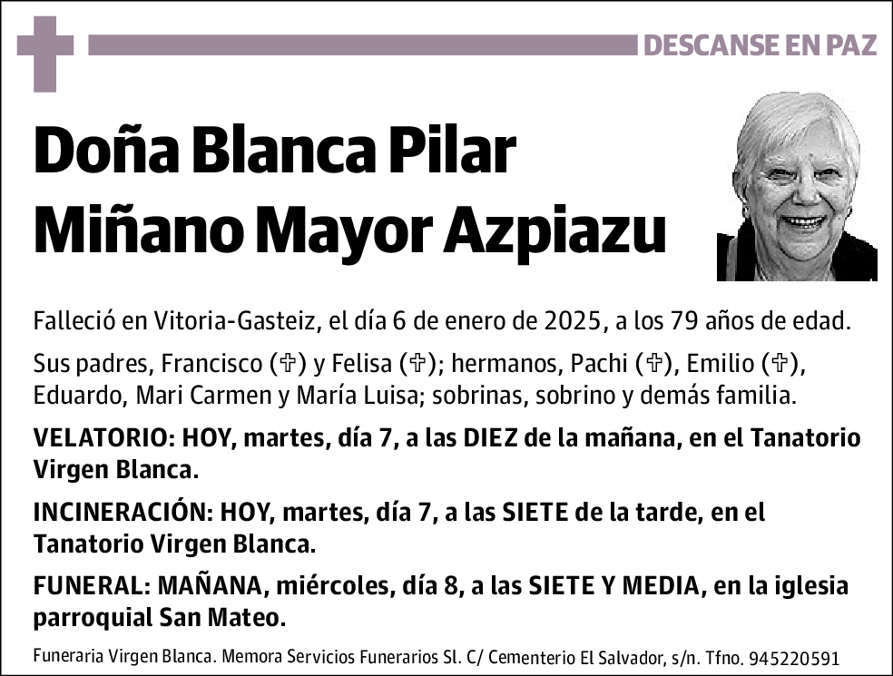 Blanca Pilar Miñano Mayor Azpiazu