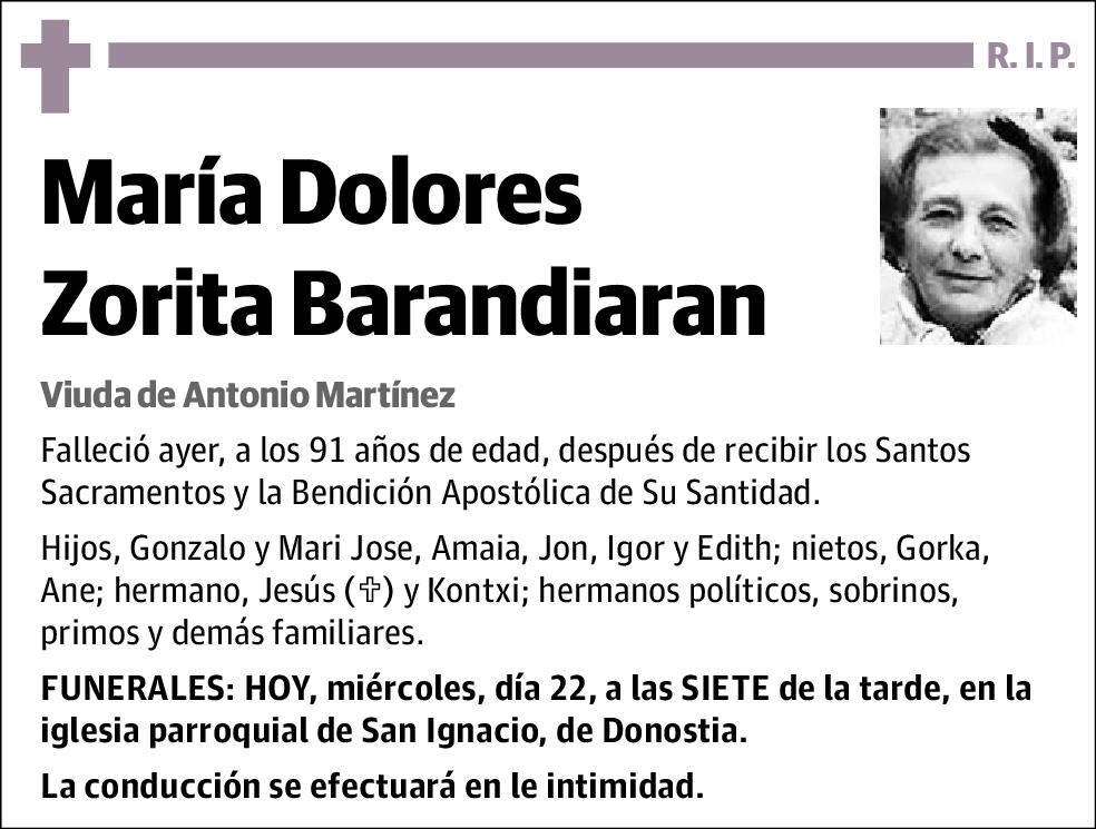 María Dolores Zorita Barandiaran