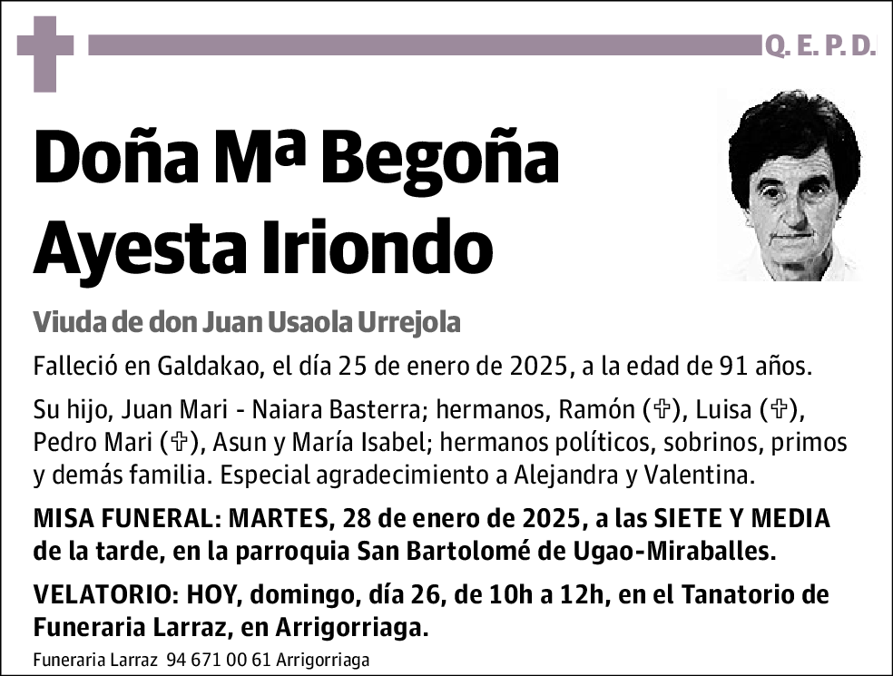 Mª Begoña Ayesta Iriondo