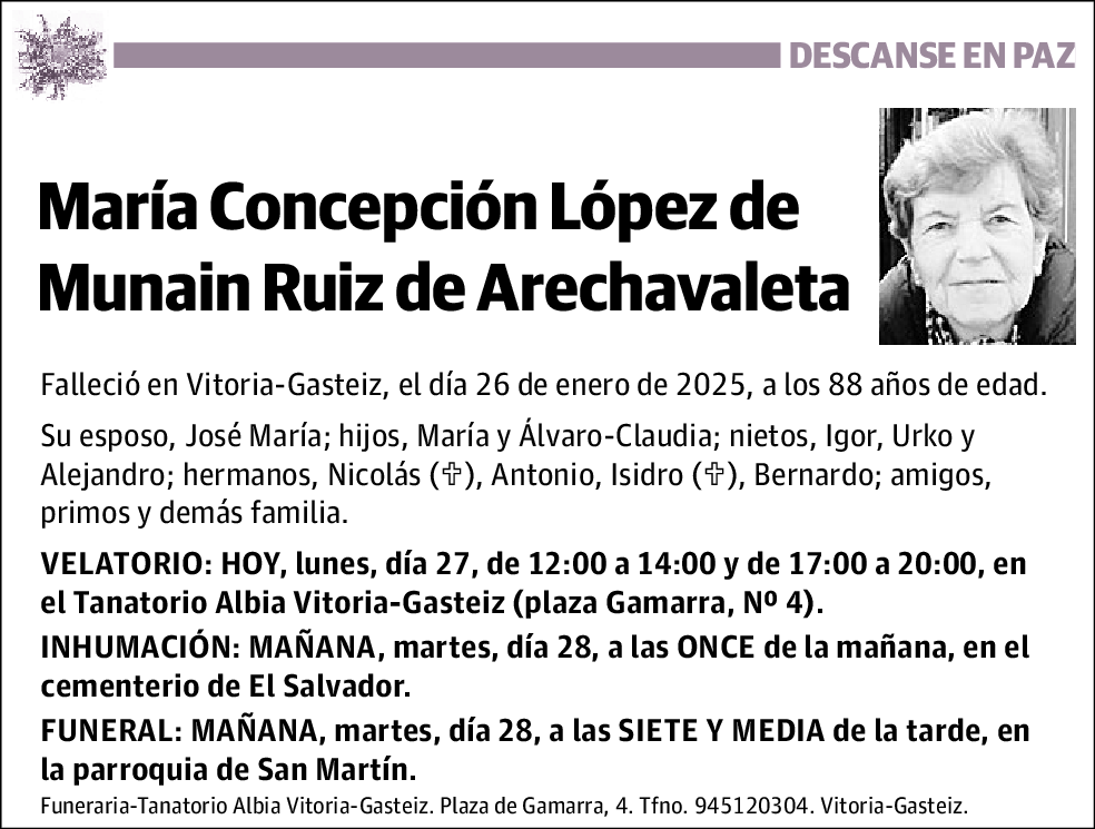 María Concepción López de Munain Ruiz de Arechavaleta