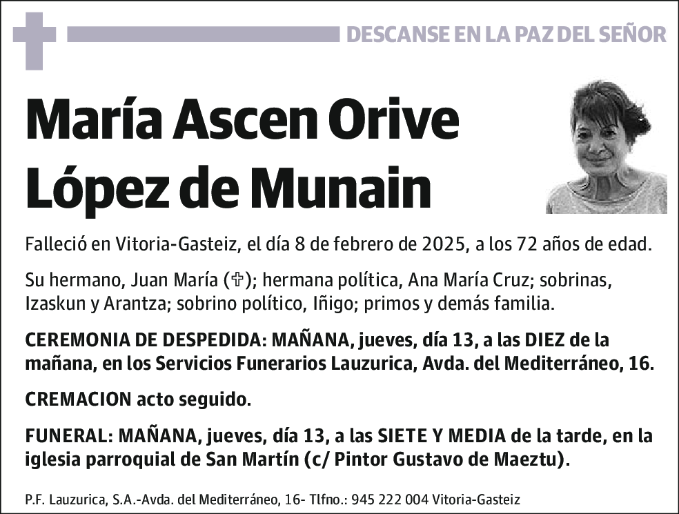 Maria Ascension Orive Lopez de Munain