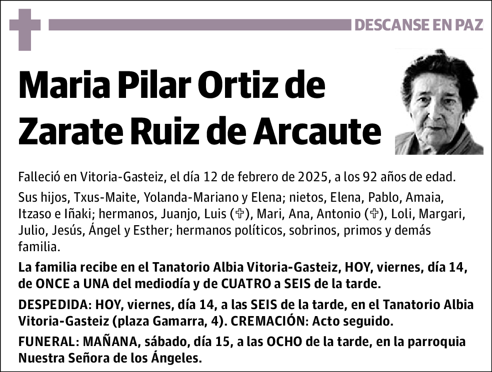 María Pilar Ortiz de Zarate Ruiz de Arcaute