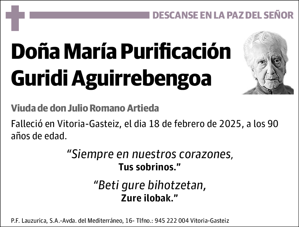 María Purificación Guridi Aguirrebengoa