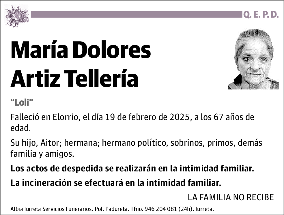 María Dolores Artiz Tellería