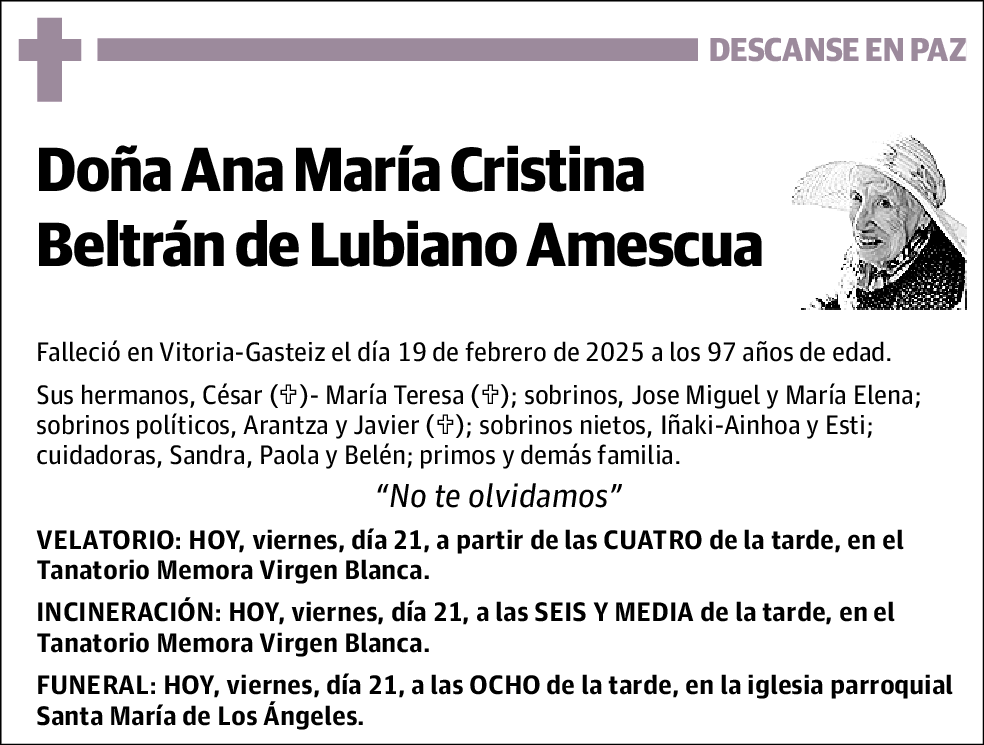 Ana María Cristina Beltrán de Lubiano Amescua