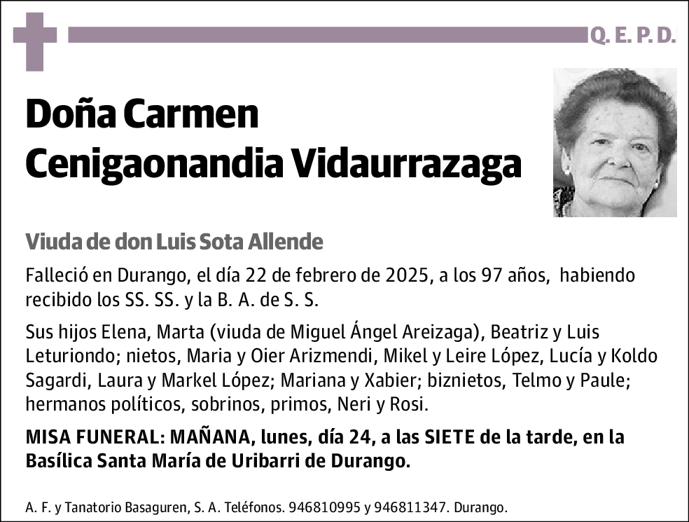 Carmen Cenigaonandia Vidaurrazaga