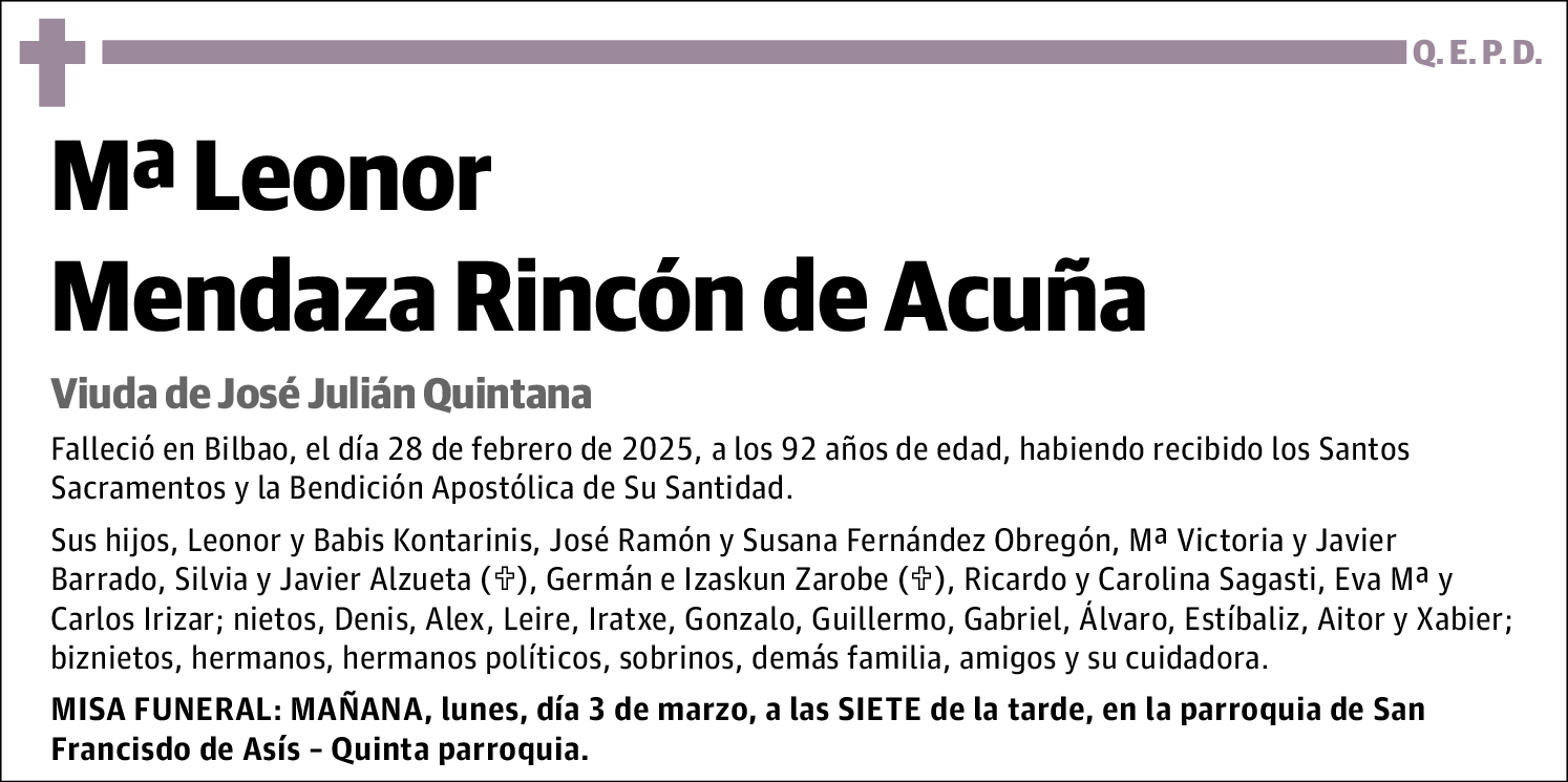 Mª Leonor Mendaza Rincón de Acuña