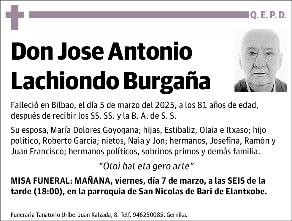 Jose Antonio Lachiondo Burgaña