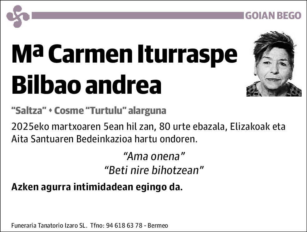 Mª Carmen Iturraspe Bilbao