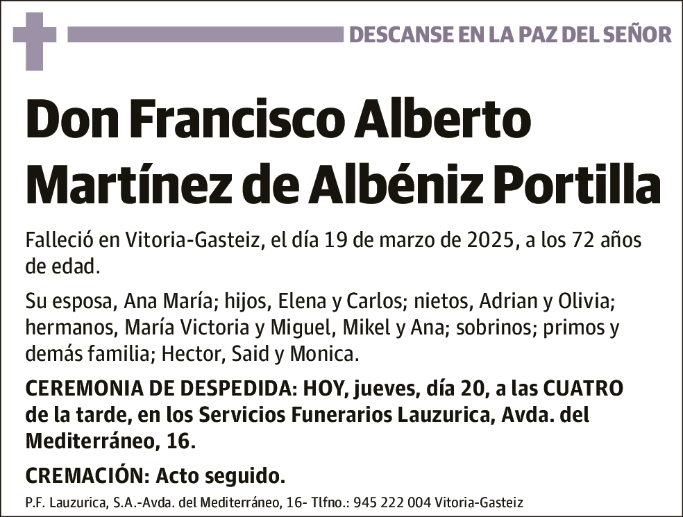 Francisco Alberto Martinez de Albeniz Portilla