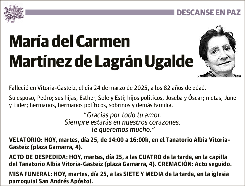 María del Carmen Martínez de Lagrán Ugalde