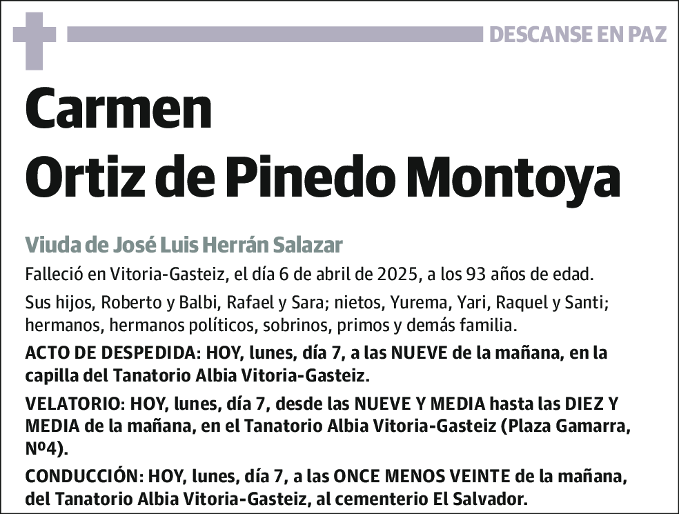 Carmen Ortiz de Pinedo Montoya