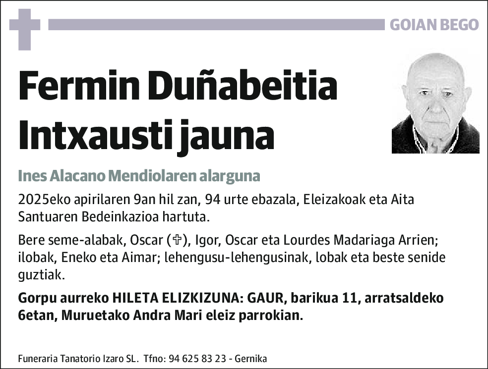Fermin Duñabeitia Intxausti