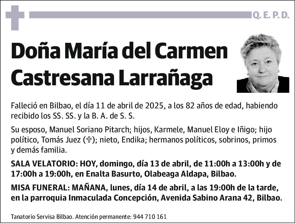 María del Carmen Castresana Larrañága