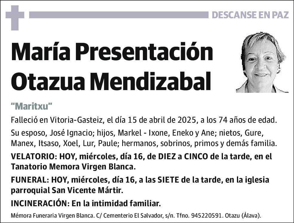 Maria Presentacion Otazua Mendizabal