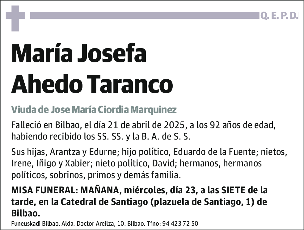 María Josefa Ahedo Taranco