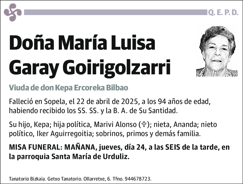 María Luisa Garay Goirigolzarri