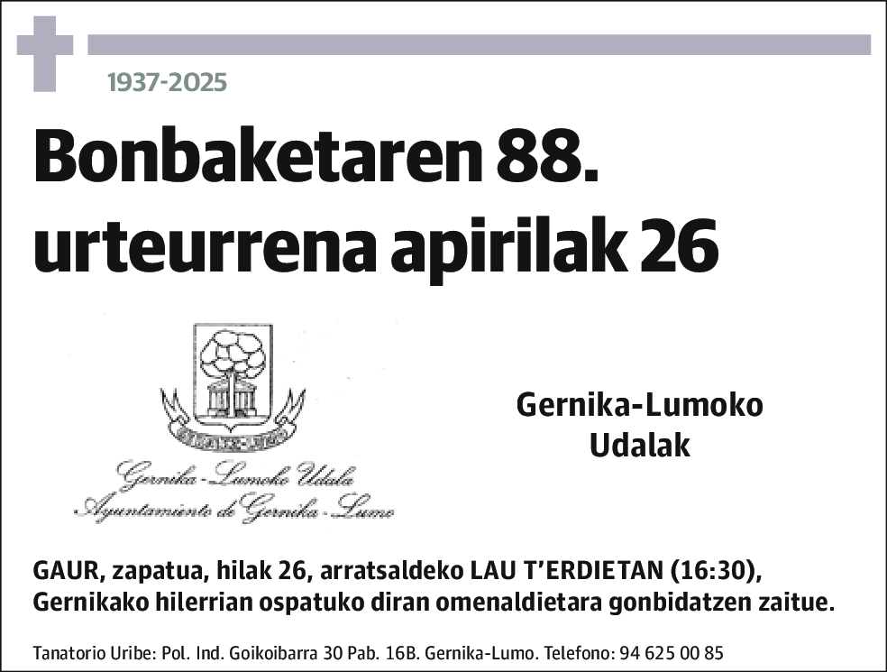 Gernika-Lumo 88. Bonbaketa