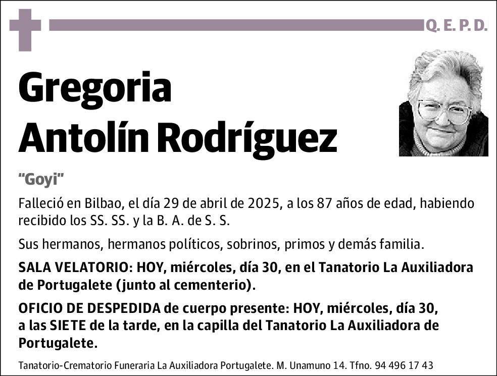 Gregoria Antolín Rdríguez