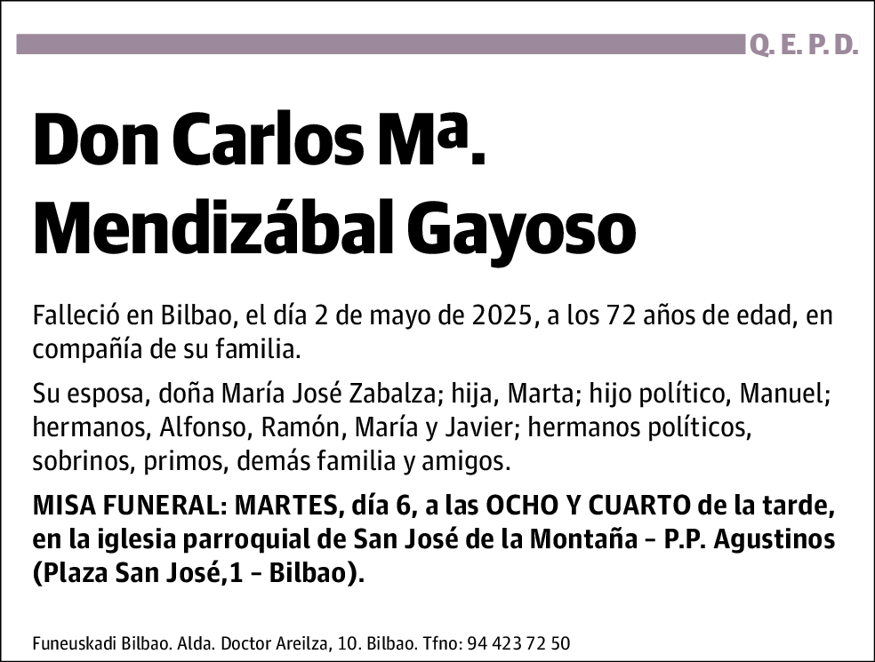 Carlos Mª Mendizábal Gayoso