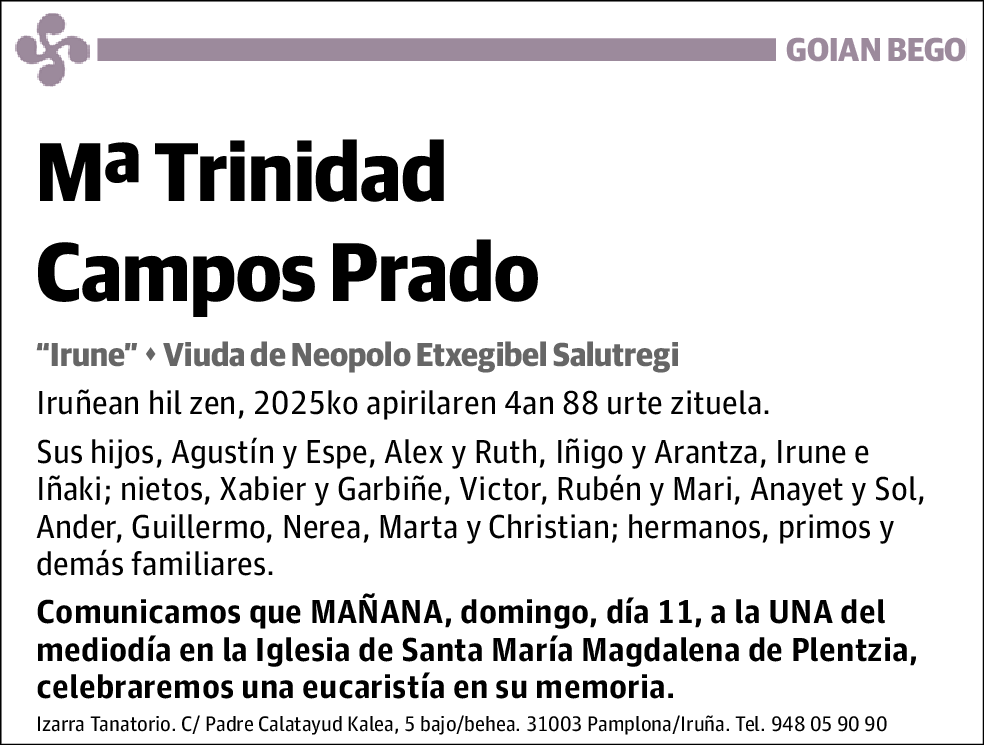M trinidad Campos Prado Esquela El Correo M trinidad Campos Prado Esquela El Correo