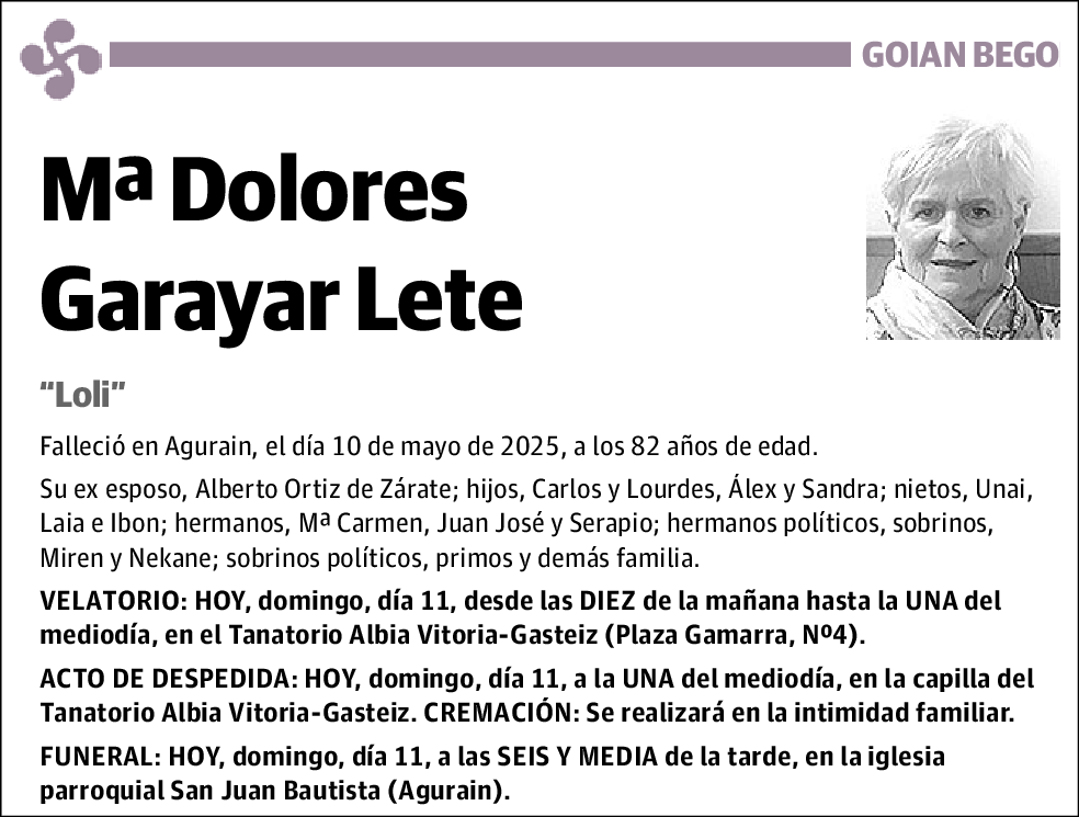Mª Dolores Garayar Lete