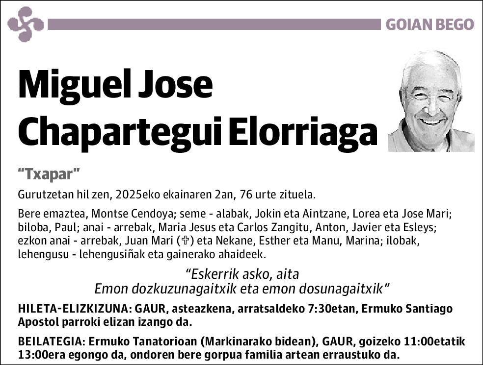 Miguel Jose Chapartegui Elorriaga