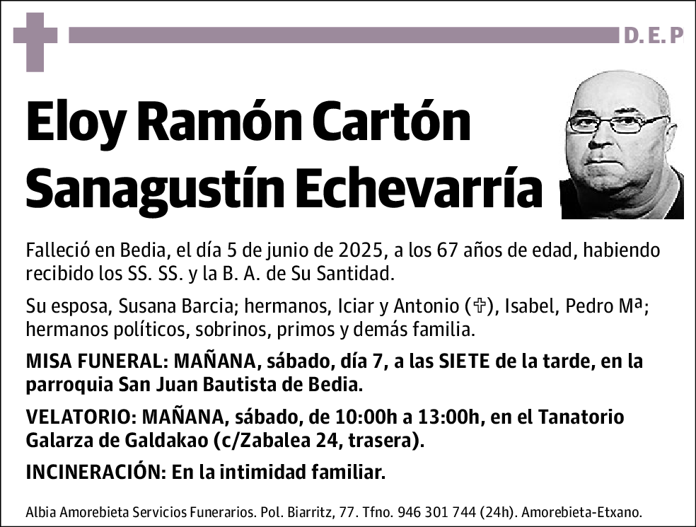Eloy Ramón Cartón Sanagustín Echevarria