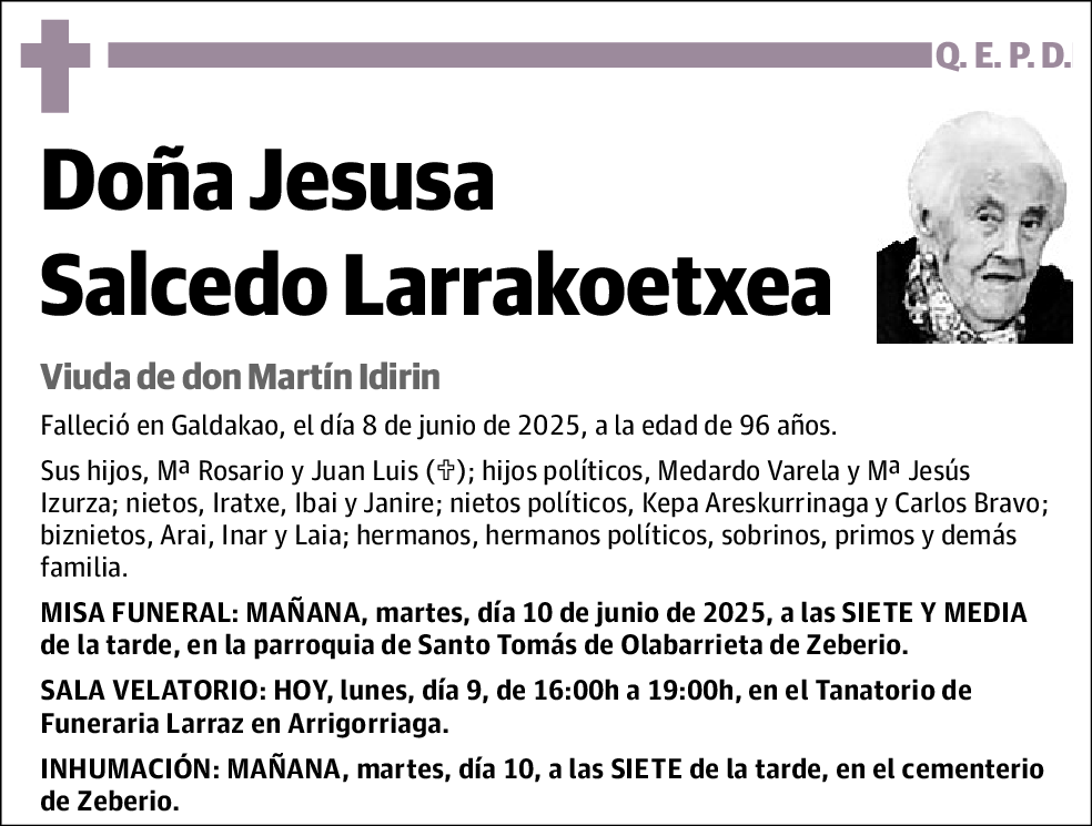 Jesusa Salcedo Larrakoetxea