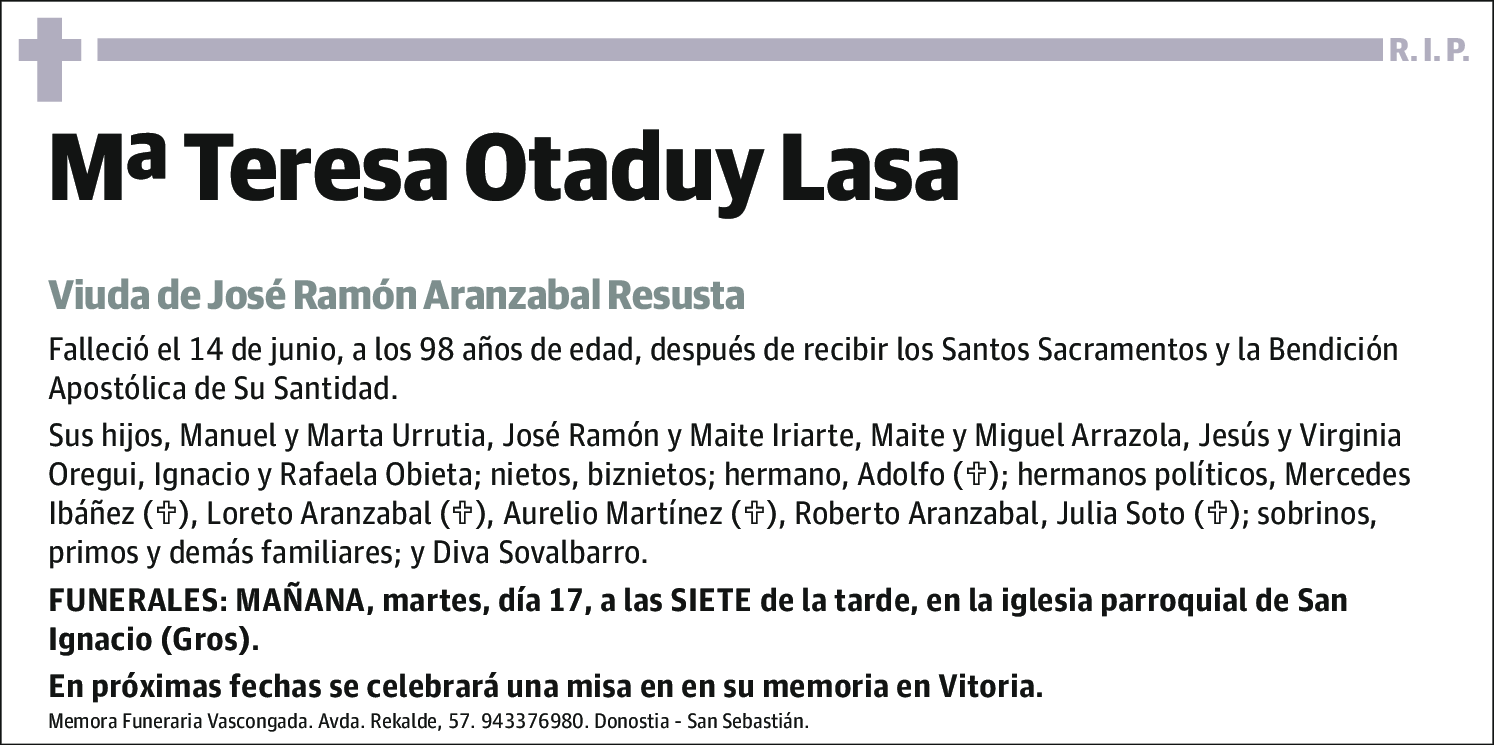 Mª Teresa Otaduy Lasa