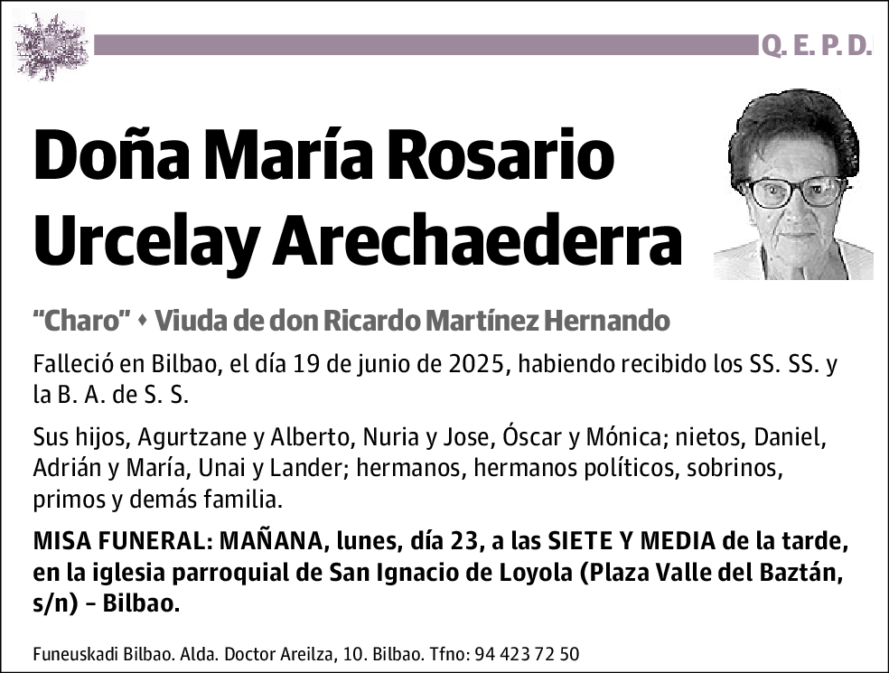 María Rosario Urcelay Arechaederra