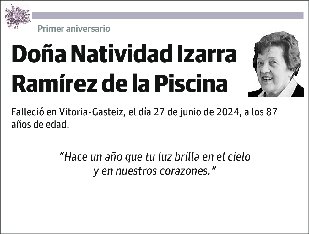 Natividad Izarra Ramirez de la Piscina