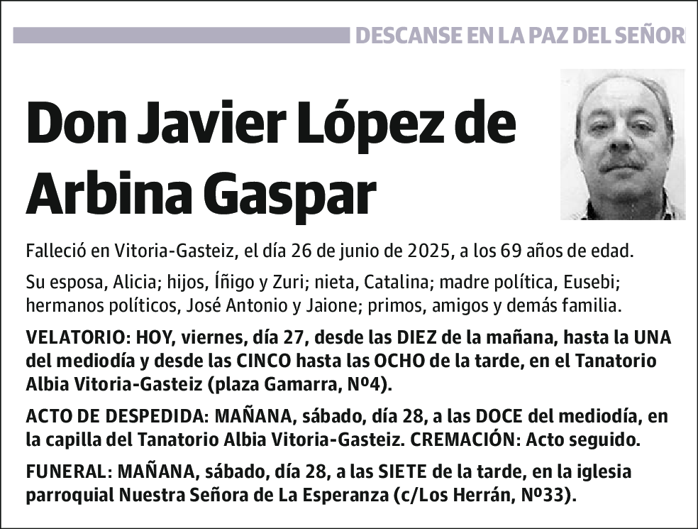 Javier Lopez de Arbina Gaspar