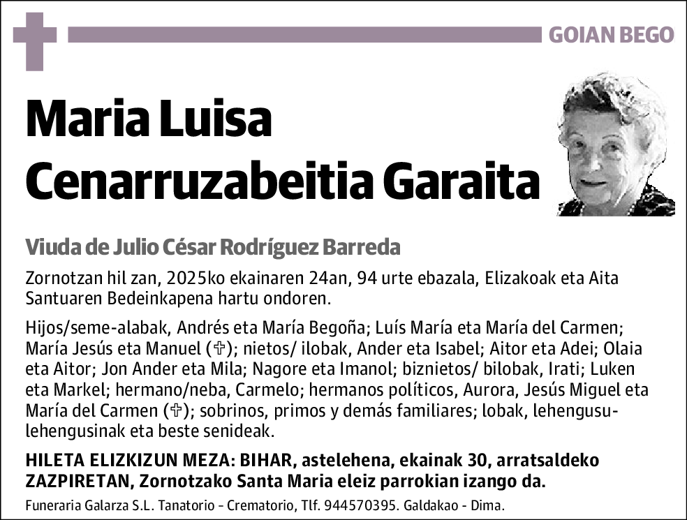 María Luisa Cenarruzabeitia Garaita