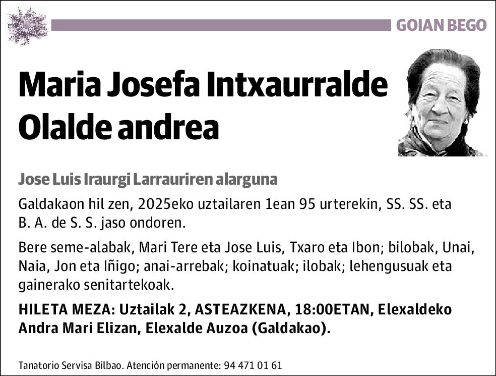 Maria Josefa Intxaurralde Olalde