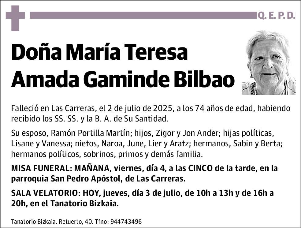 María Teresa Amada Gaminde Bilbao