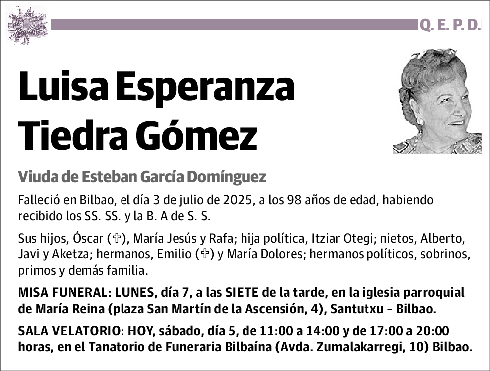 Luisa Esperanza Tiedra Gómez