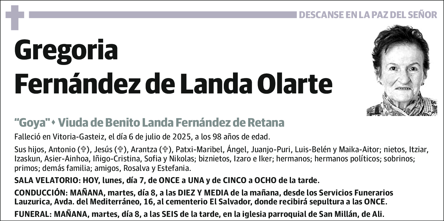 Gregoria Fernández de Landa Olarte