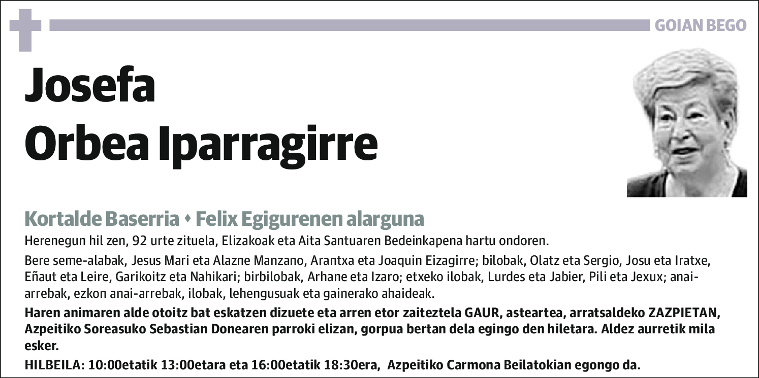 Josefa Orbea Iparragirre
