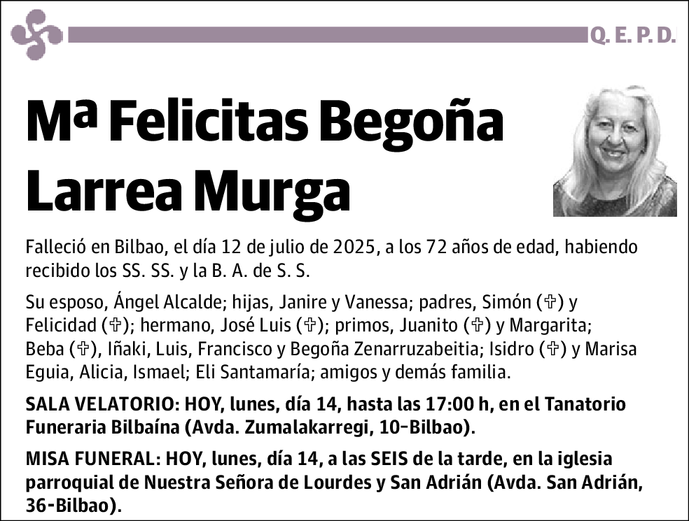 Mº Felicitas Begoña Larrea Murga