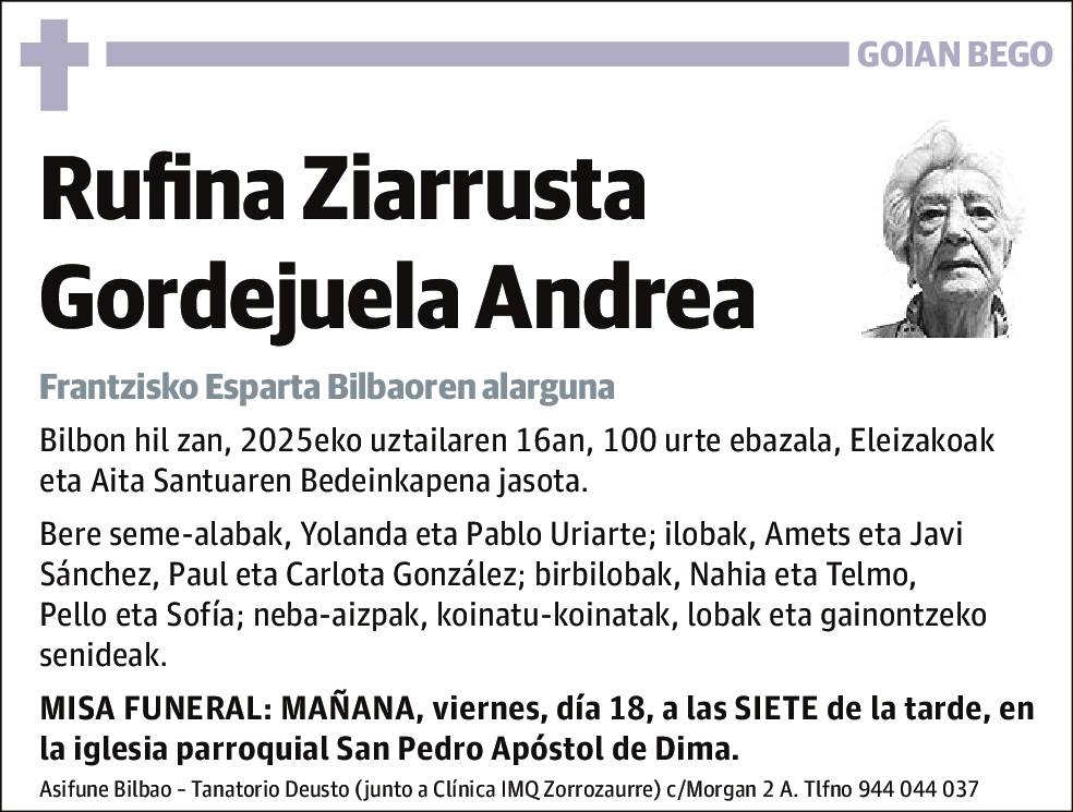 Rufina Ziarrusta Gordejuela