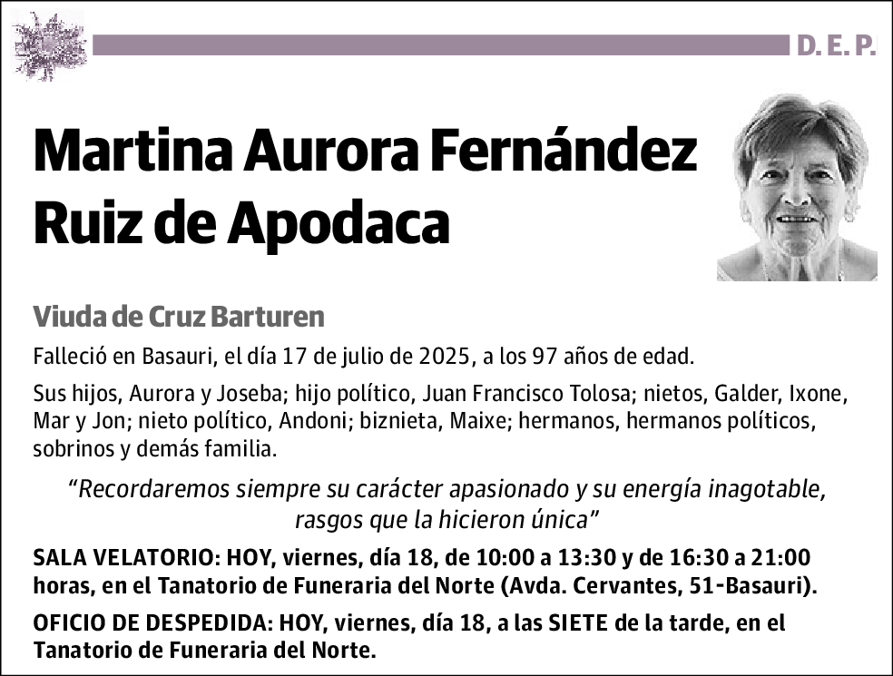 Martina Aurora Fernández Ruiz de Apodaca