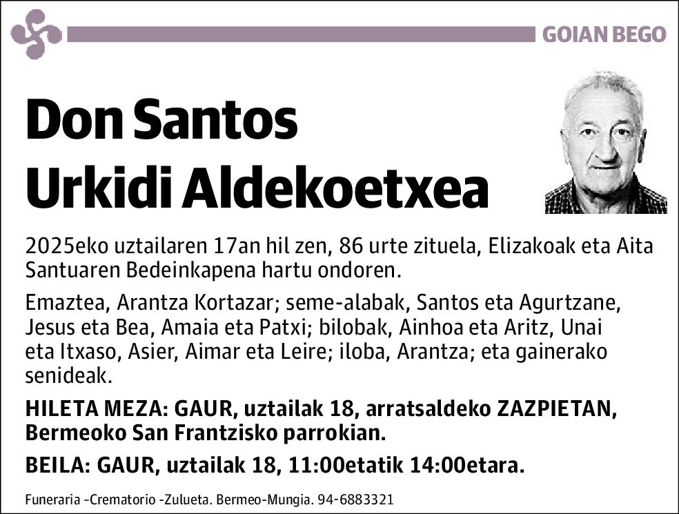 Santos Urkidi Aldekoetxea