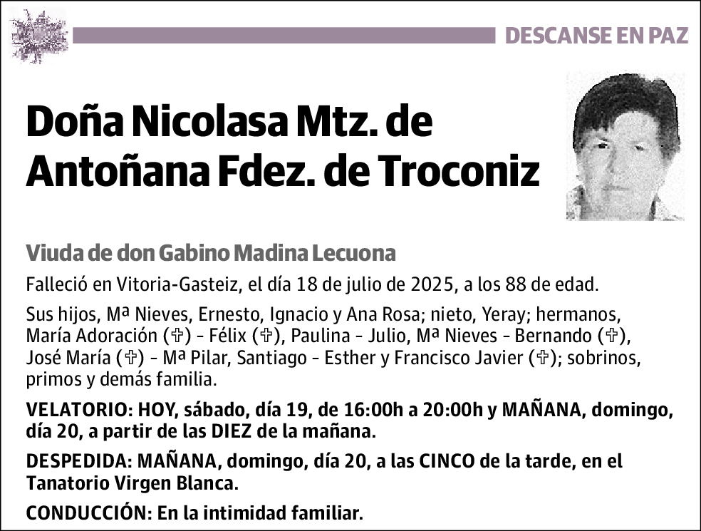 Nicolasa Martínez de Antoñana Fernández de Troconiz