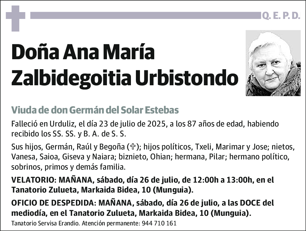 Ana María Zalbidegoitia Urbistondo