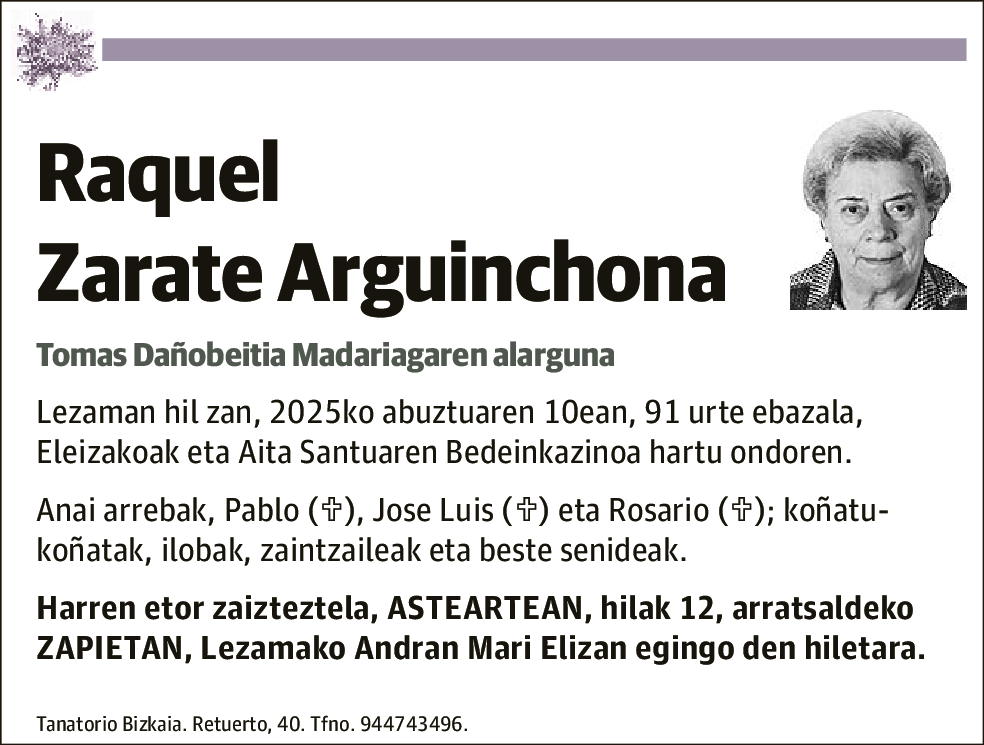 Raquel Zarate Arguinchona