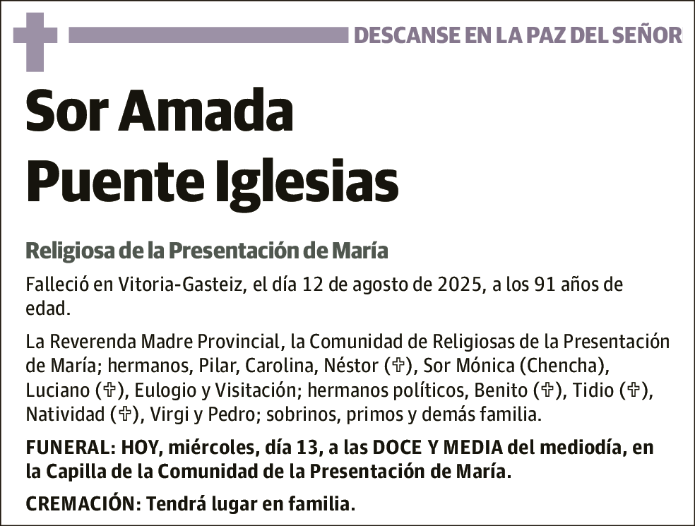 Sor Amada Puente Iglesias
