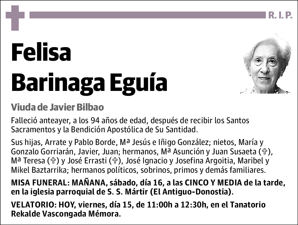Felisa Barinaga Eguía