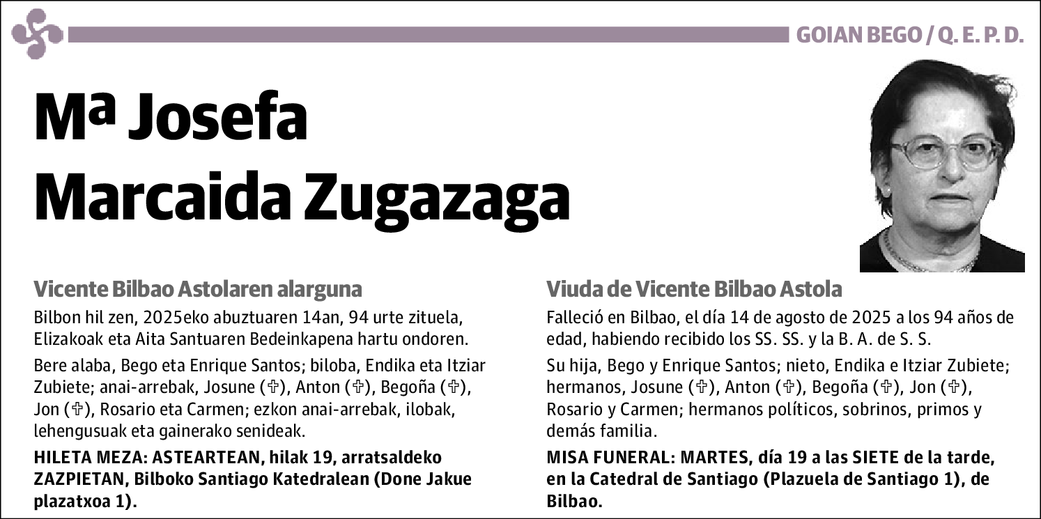 Mª Josefa Marcaida Zugazaga
